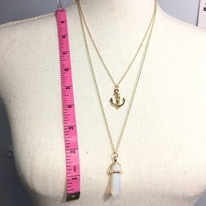 Anchor and Stone bullet layers necklace